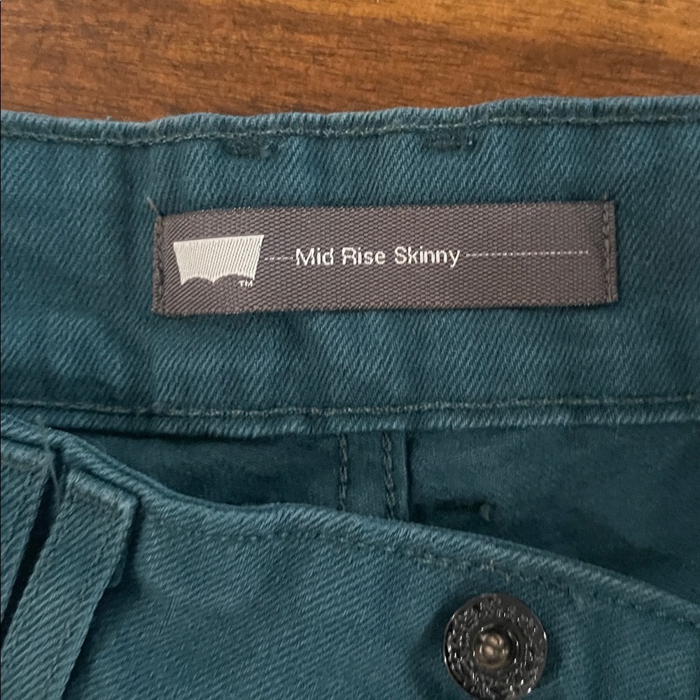 Levi's Mid Rise Skinny Jeans Size 6M Rare Dark Teal Green black silver tab - Picture 3 of 12